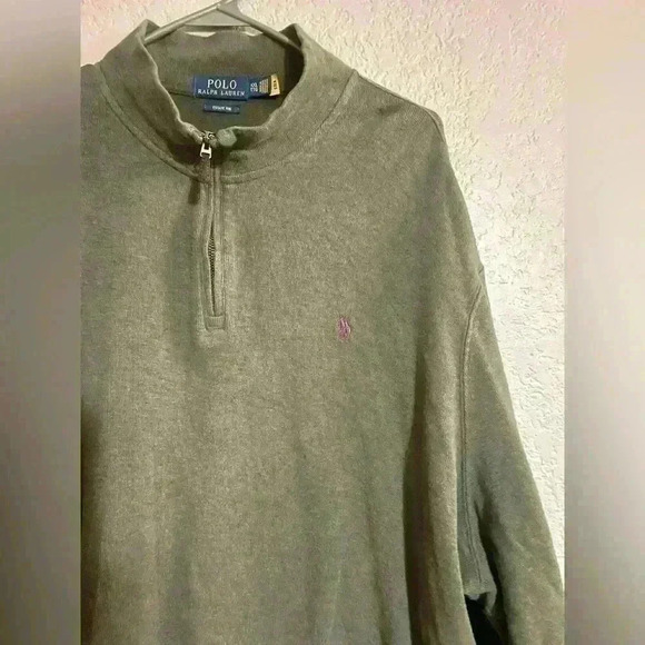 Polo Ralph Lauren Mens 2X Green 1/4 Zip Pullover Sweatshirt Cotton - Picture 4 of 7